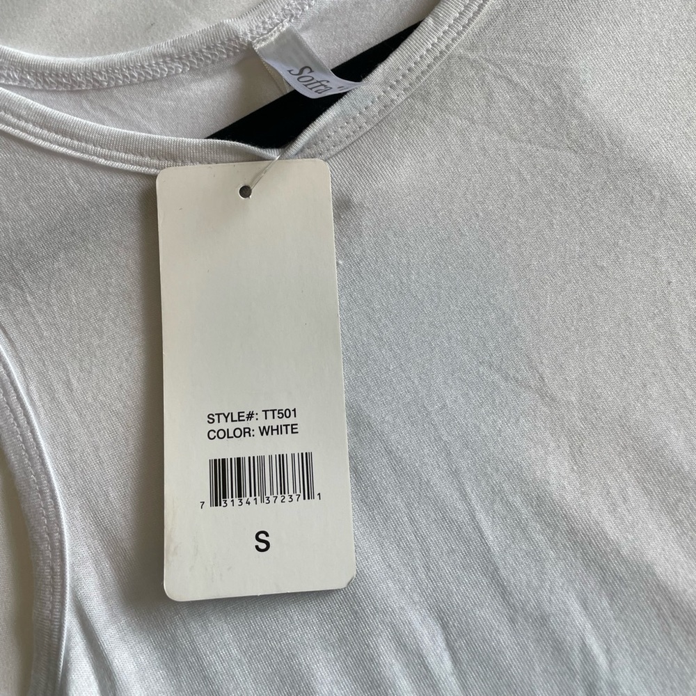 White Racerback Crop Top - Picture 3 of 6